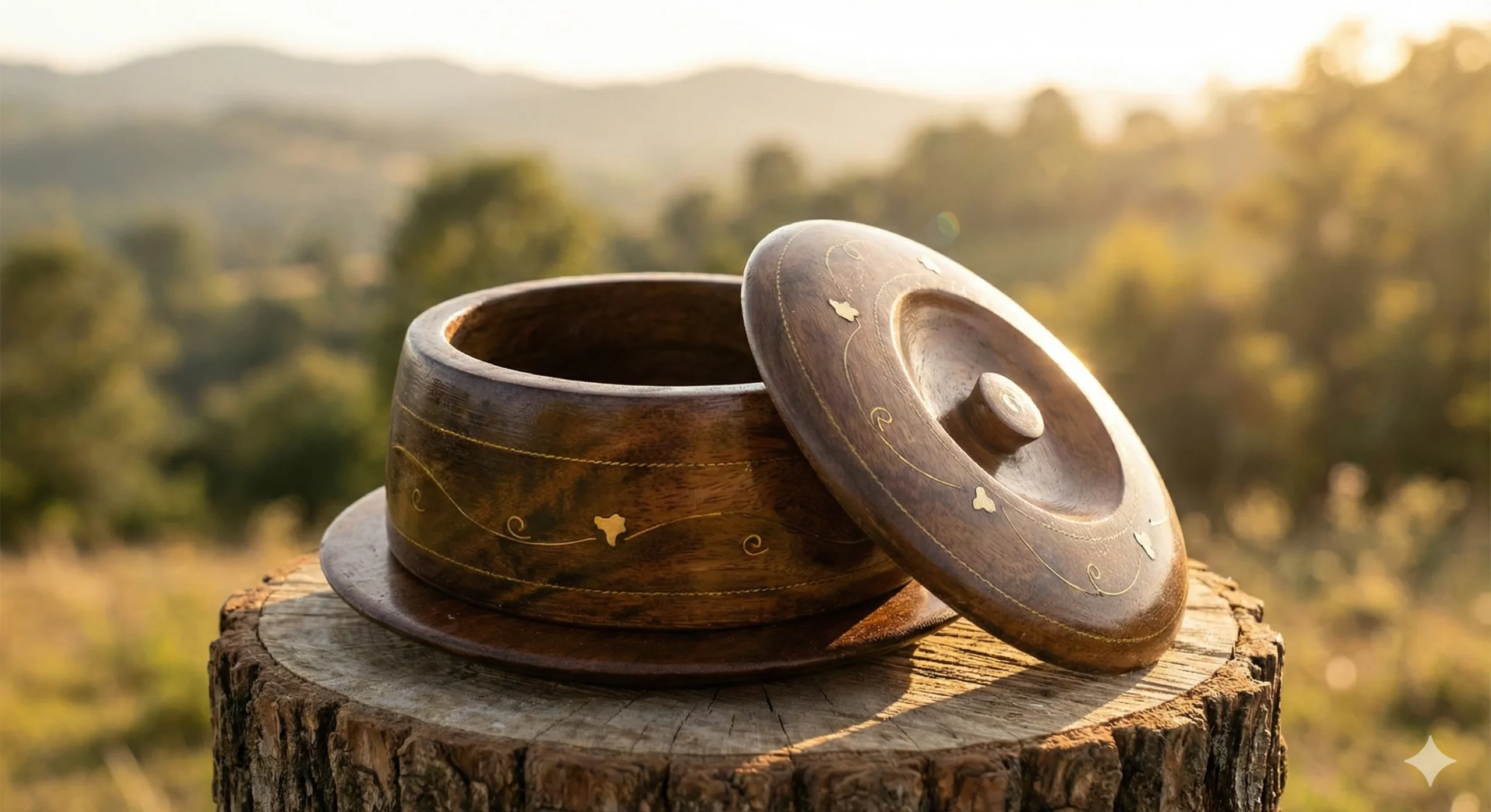Handcrafted Wooden Serving Bowl Set with Lid & Spoon – Premium Tableware | RegaliaWoods
