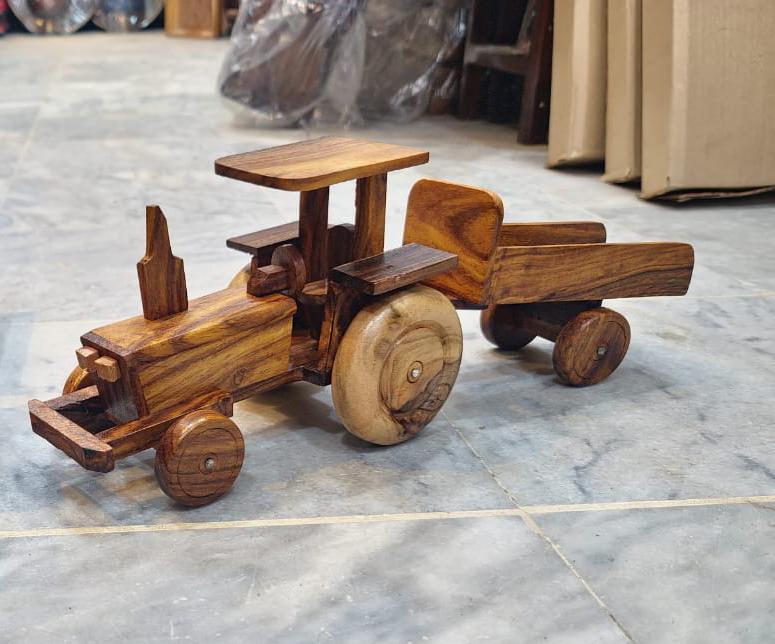 Wooden Tractor Toy with Trolley