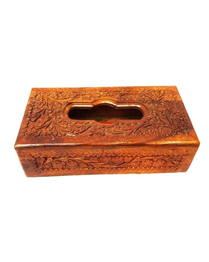 Wooden Handmade Carved Tissue Box