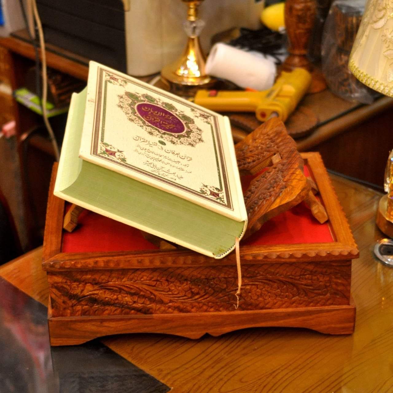 Wooden Handmade Carving Quran Pak box