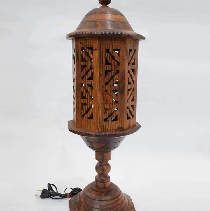 Wooden Handmade Carving Lamp Stand
